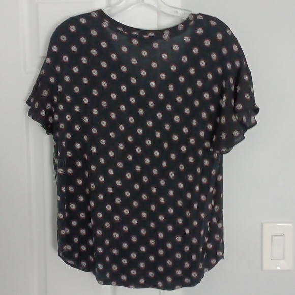 3 For $15 LOFT Black and White Relaxed Short Sleeve Blouse - Picture 2 of 2